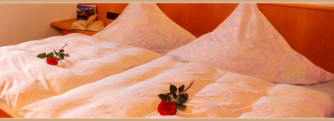 Rosen auf Bett
